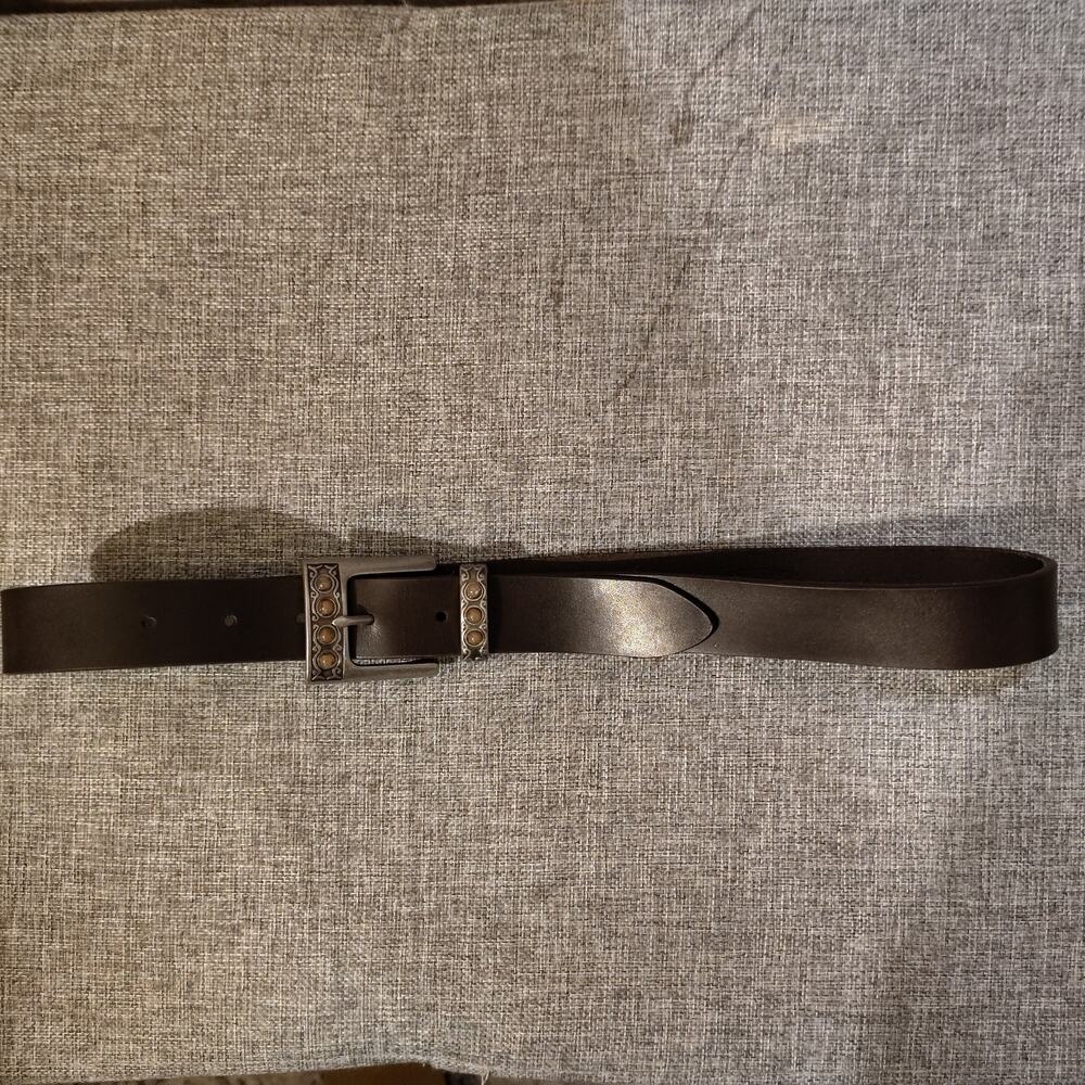 Sonoma Brown Leather Belt – Silver Buckle with Gold‑Tone Studs –Size Small (36")